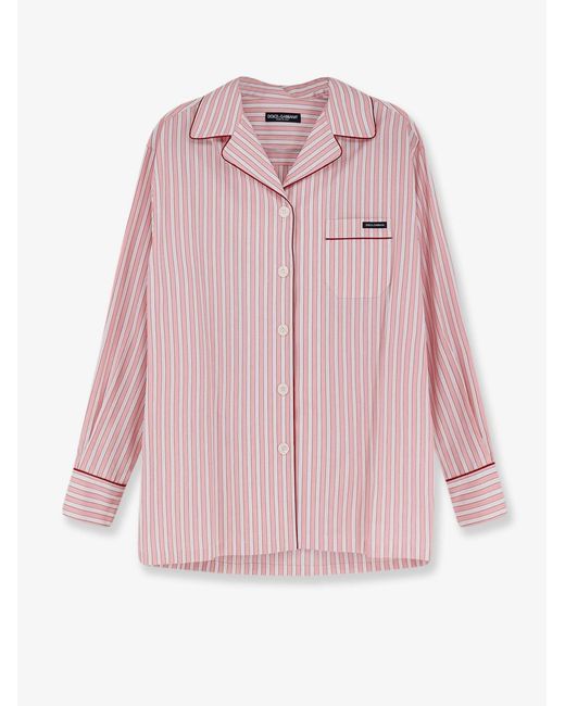 Dolce & Gabbana Pink Dolce & Gabbana Striped Cotton Pajama Shirt