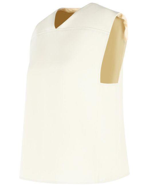 Loulou de Saison Natural Daika Viscose Ivory Wool Blouse
