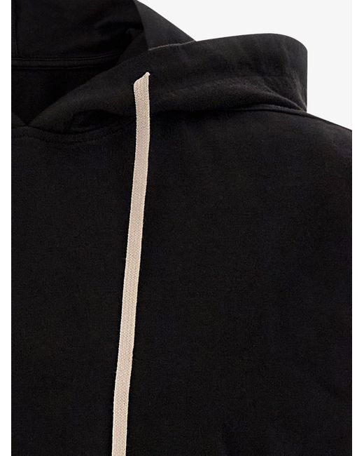Rick Owens Black Hooded Tunic Organic Cotton Sweatshirt for men