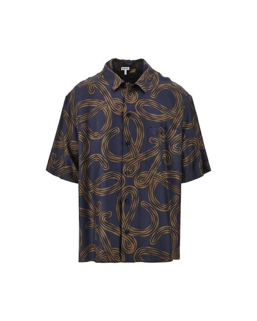 Loewe Black Anagram Print Silk Shirt for men