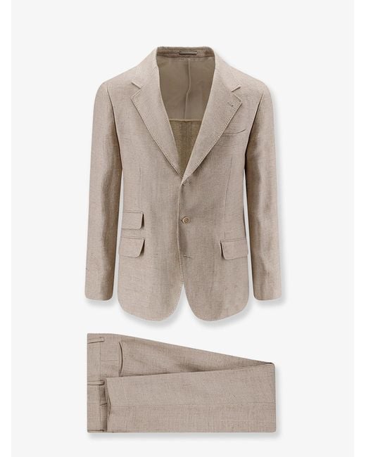 Brunello Cucinelli Natural Silk, Linen And Wool Suit for men