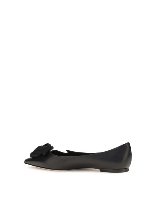 Roger Vivier Black Suede Rose Vivier Ballerinas