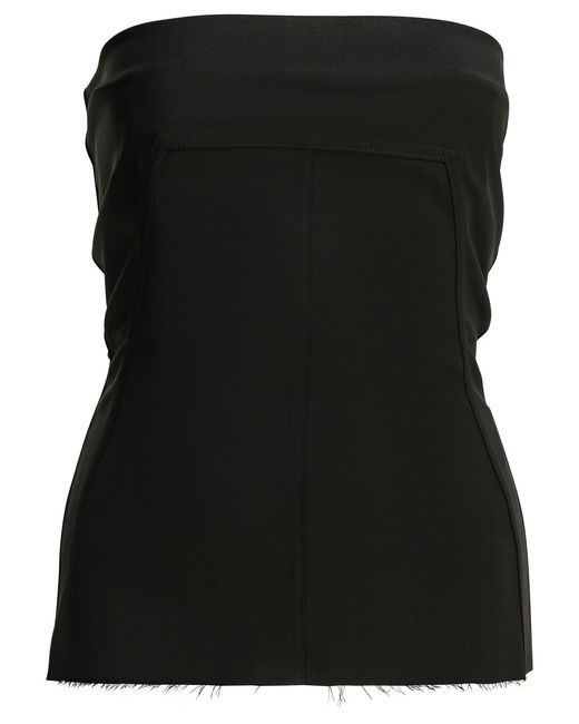 Rick Owens Black Wool Crepe Bustier Top