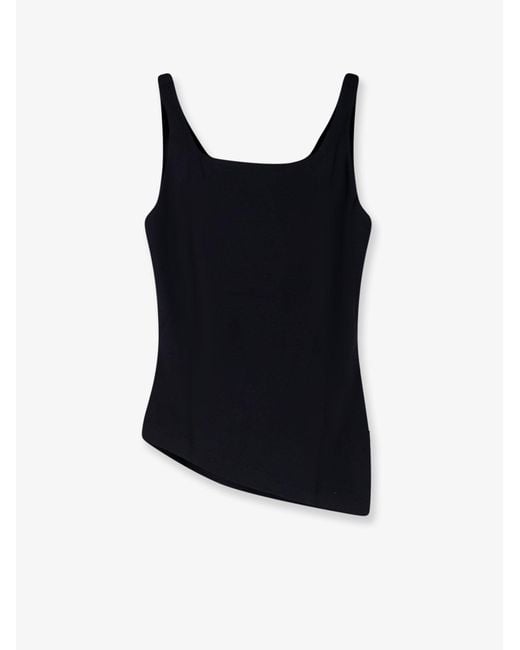 R2W Black Air Twisted Cotton And Modal Top