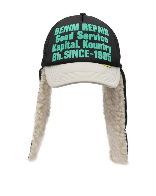 Kapital Green Denim Repair Service Trucker Hat for men