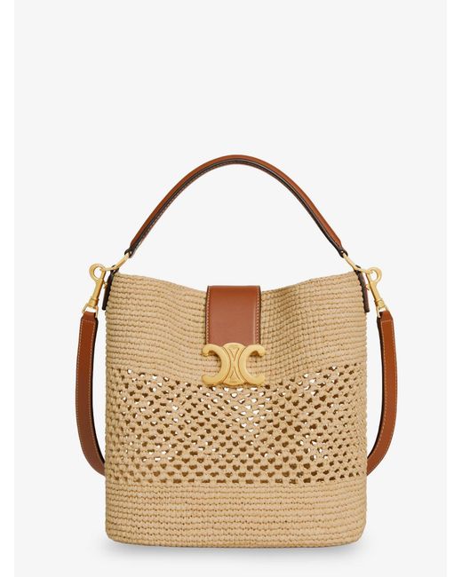 Céline Metallic Louis Raffia And Leather Bucket Bag