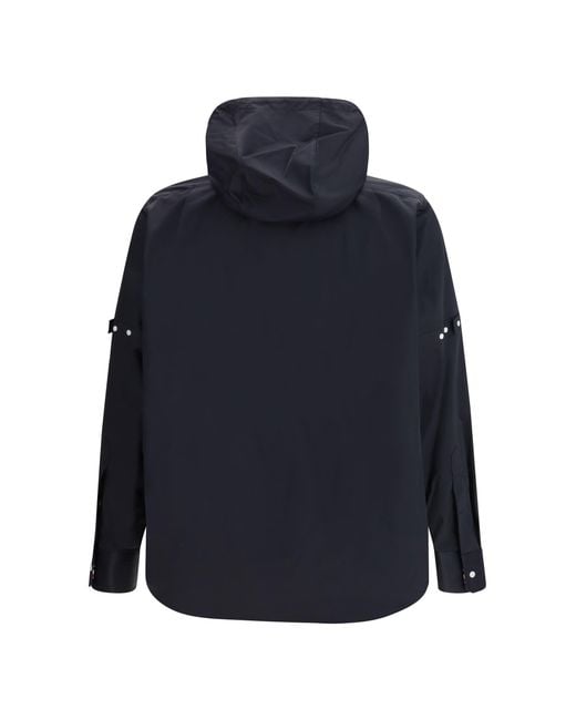 Thom Browne Blue Nylon Cotton Hooded Jacket for men