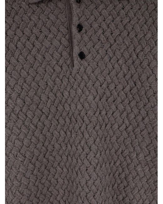 Bottega Veneta Gray Wool Sweater With Intrecciato Motif for men