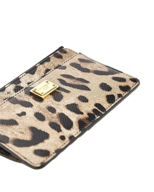 Dolce & Gabbana Metallic Dolce&Gabbana Leopard-Print Leather Cardholder Pouch