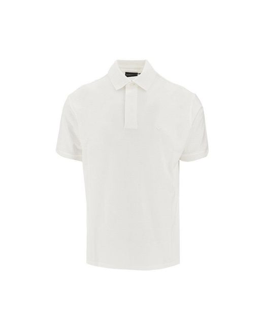 Emporio Armani White Eagle Embroidery Jersey Polo Shirt for men