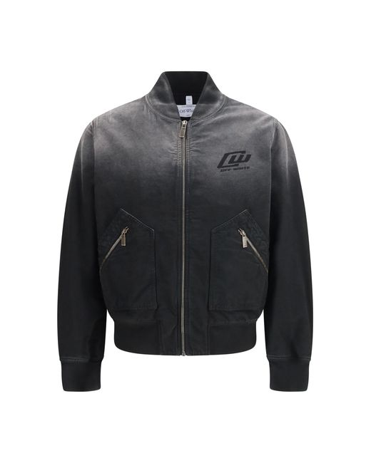 Off-White c/o Virgil Abloh Gray Washed Denim Bomber Jacket for men