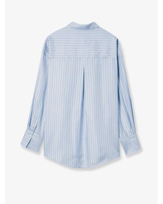 Totême Blue Silk Shirt With Striped Pattern