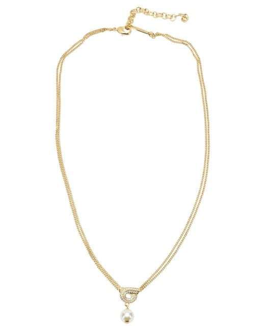 Ferragamo White "Gancini" Necklace With Pearl