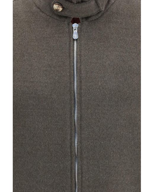 Brunello Cucinelli Gray Wool Zip Jacket With High Collar for men