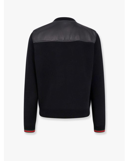 Gucci Blue Leather And Wool Jacket for men