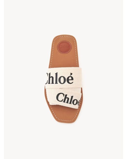 Chloé Natural Chloé Woody Slides Linen Leather