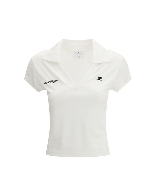 Courreges White Cropped Polo Heritage