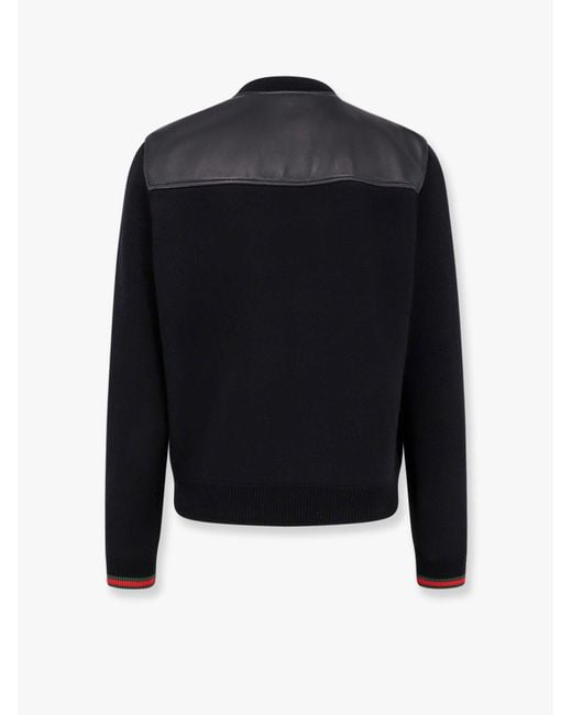 Gucci Blue Leather And Wool Jacket for men