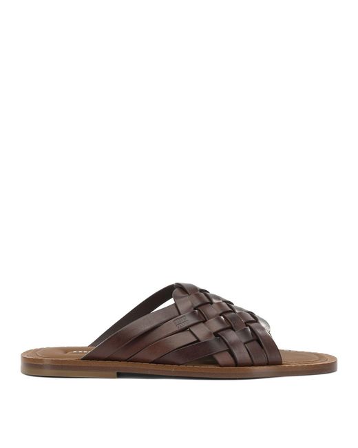 Miu Miu Brown Leather Slides