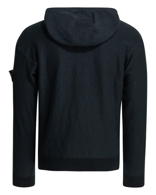 Stone Island Black Zippered Hoodie for men