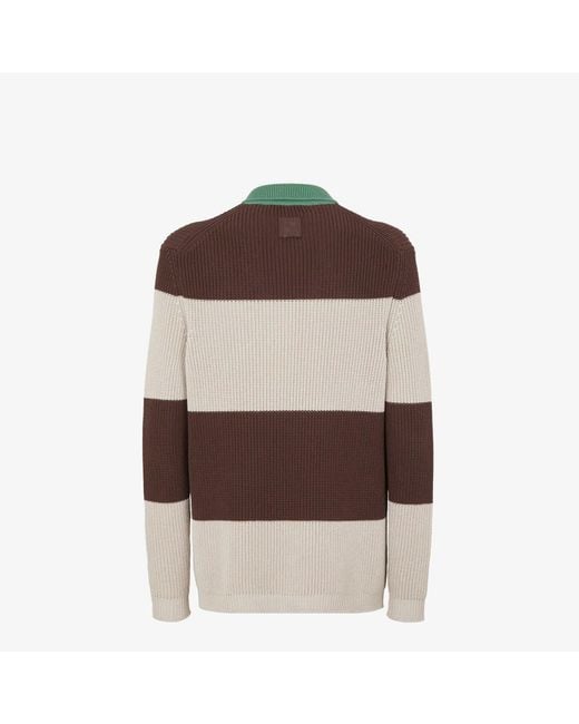 Fendi Brown Cotton Knitted Polo for men