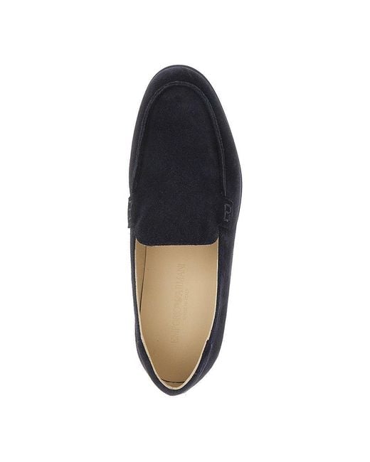 Emporio Armani Blue Suede Leather Loafers for men