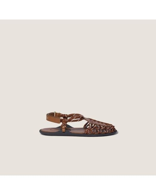 Miu Miu Brown Leather And Cord Sandals