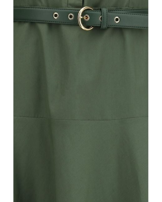 Max Mara Green Cotton Poplin Fit-And-Flare Dress