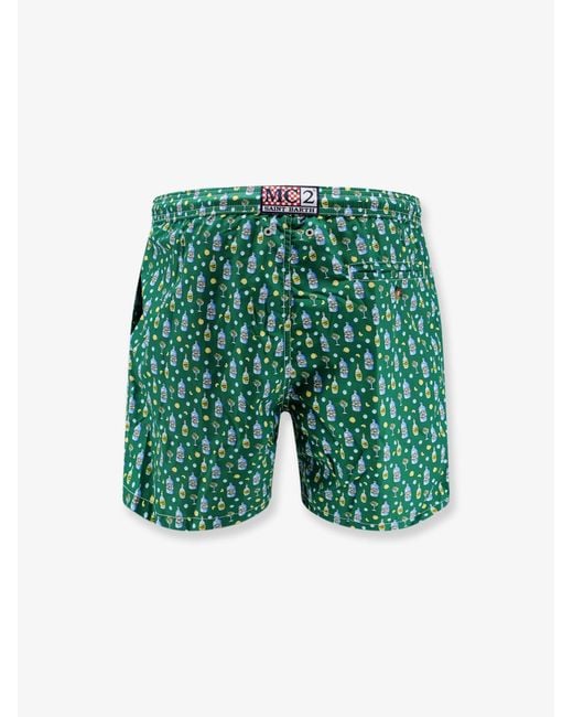 Mc2 Saint Barth Green Swim Trunks Tonic Water Print for men
