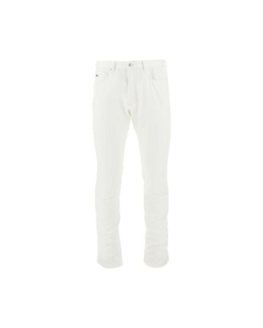 Emporio Armani White Stretch Gabardine J06 Pants for men
