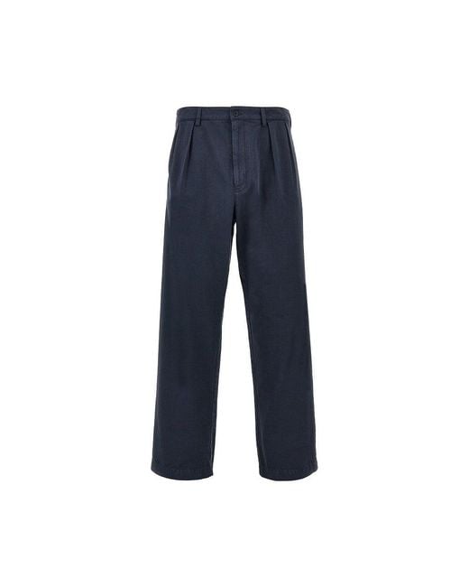 Prada Blue Old Effect Gabardine Pants for men