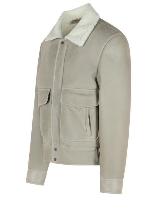 Salvatore Santoro Gray Gtigia Leather Jacket for men
