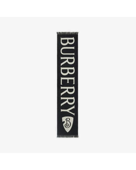Burberry Black Merino Wool Scarf With Logo