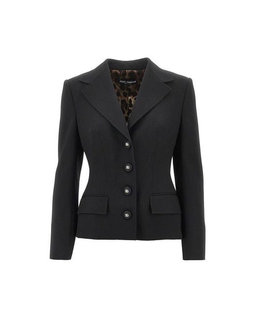 Dolce & Gabbana Black Slim Fit Gabardine Single-Breasted Jacket