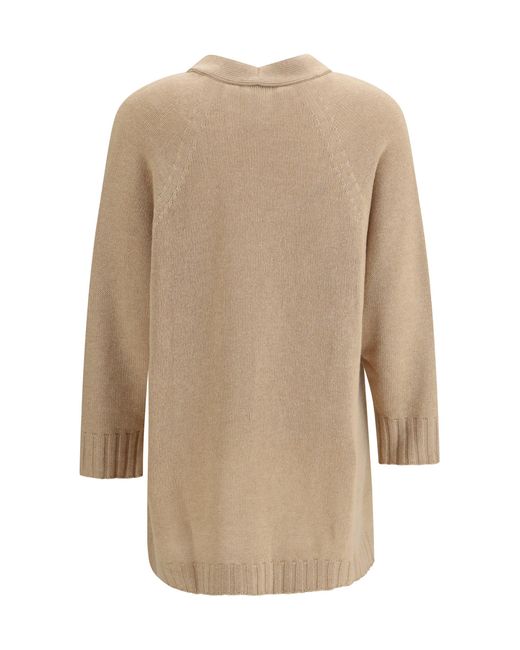 Fabiana Filippi Natural Cardigan Fine Knit V-Neck