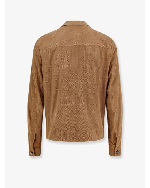 Boss Brown Merfo Perforated Suede Jacket for men