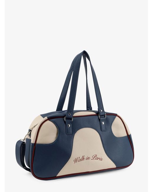 Walk In Paris Blue Leather Crossbody Bag