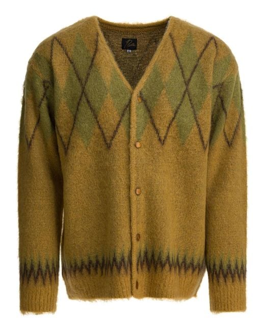 Needles Green Mohair Cardigan for men