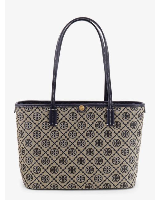 Tory Burch White T Monogram Small Zip Canvas Shoulder Bag