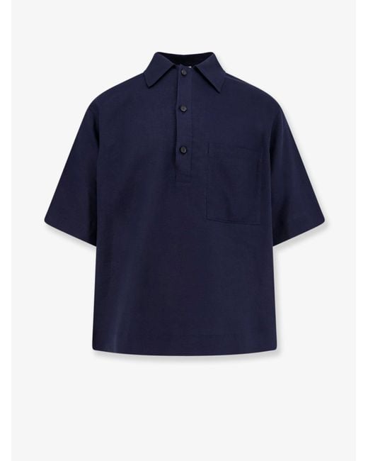 Hevò Blue Shirt Montursi Linen-Blend for men