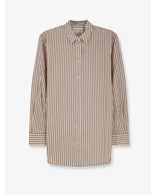 Mc2 Saint Barth Natural Striped Cotton Shirt for men