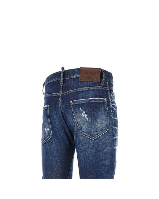 DSquared² Blue Stretch Denim Slim Twist Jeans for men