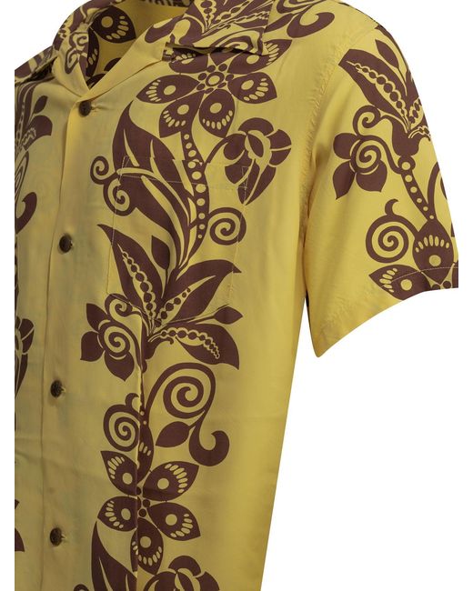 Sun Surf Yellow Pictograph Flower Shirt for men