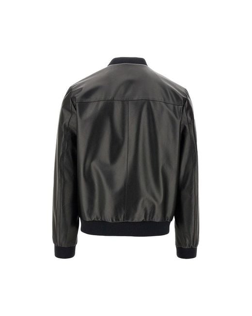 Prada Black Re-Nylon And Leather Reversible Bomber for men