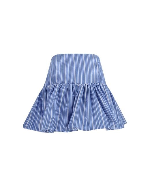Ganni Blue Skirt Mini Balloon Striped