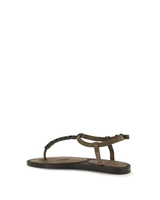 Brunello Cucinelli Brown Embellished Sandals
