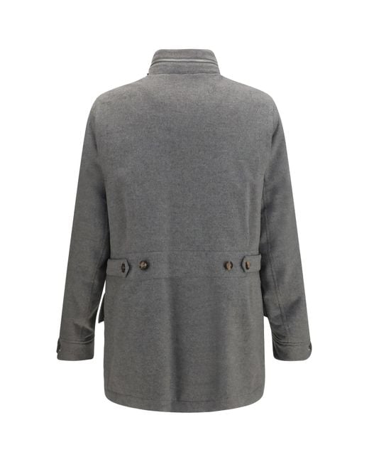 Brunello Cucinelli Gray Jacket Cashmere Zip And Buttons for men