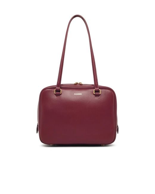 Jil Sander Red Medium 'Vision' Leather Bag