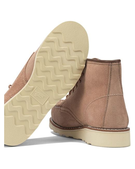Red Wing Brown "6' Moc Toe 3319 Dusty Rose Abilene" Lace-Up Ankle Boots