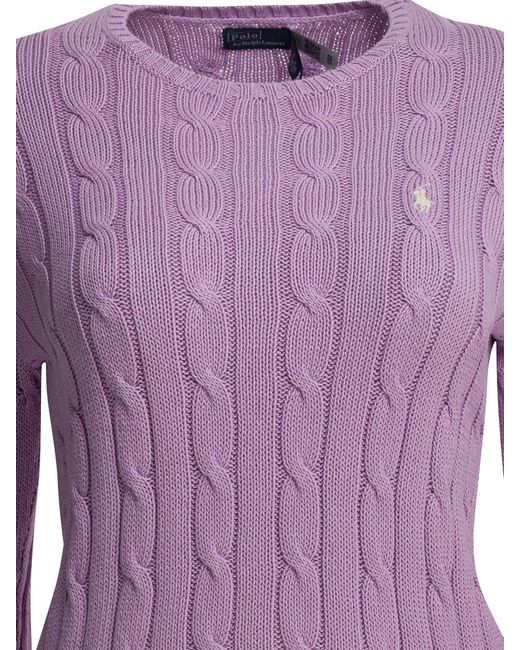 Polo Ralph Lauren Purple Touch Julianna Cable-Knit Sweater